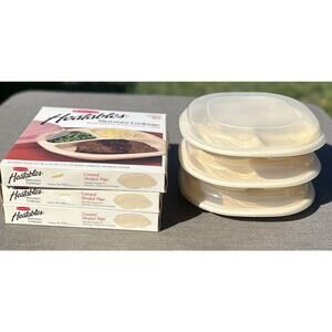 Vintage 1986 Rubbermaid Heatable’s Divided Microwave Plates w/Lids #5505 Set 3